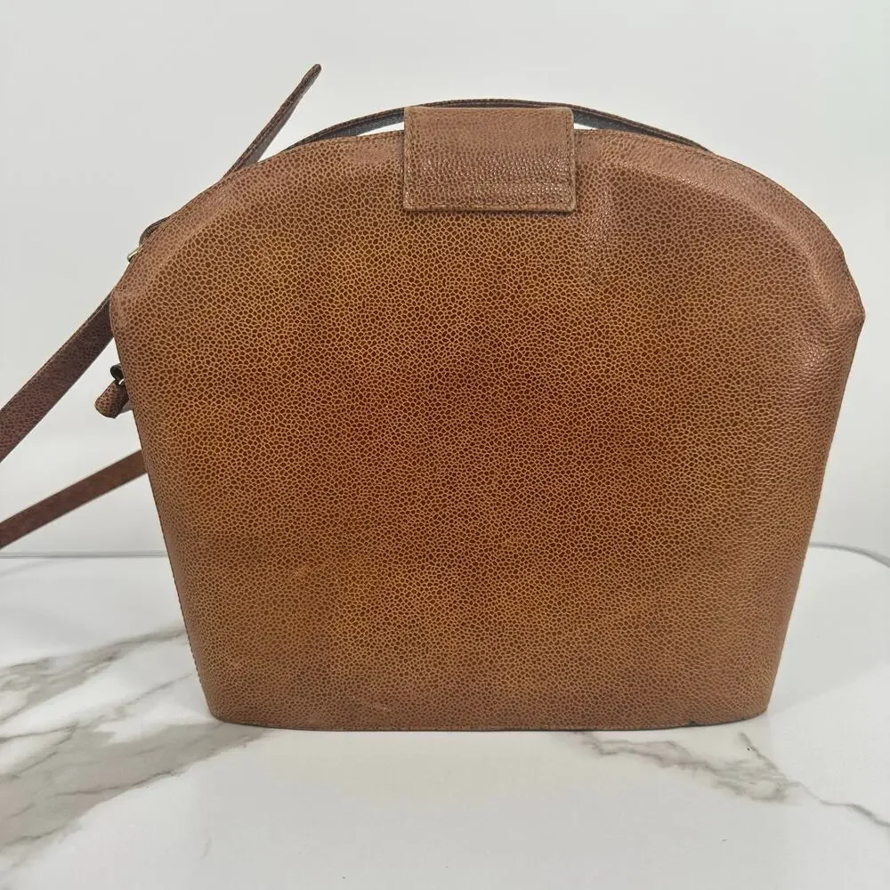 Vintage 90s Ginnie Johansen Handcrafted Leather Bag Brown Preppy Academia